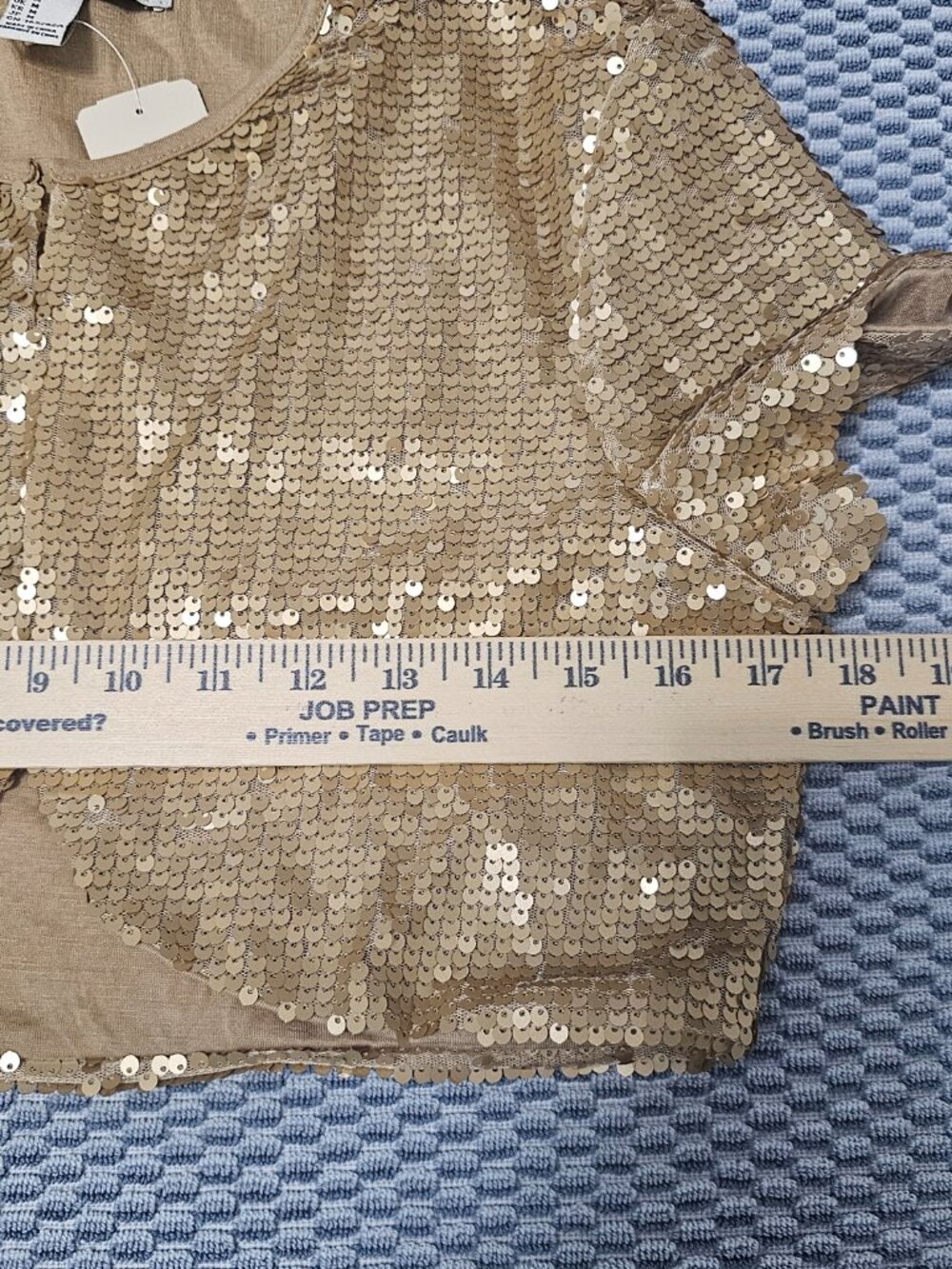 NEW Forever 21 Gold Sequin Shrug Bolero Short Sleeve Cropped - Size Medium - Picture 5 of 5